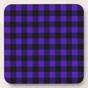 Black & Blue Plaid Checked Coaster