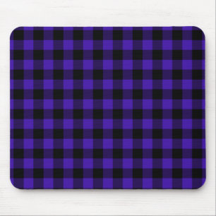 Black & Blue Plaid Checked Mouse Pad