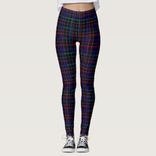 Black Blue Plaid Leggings