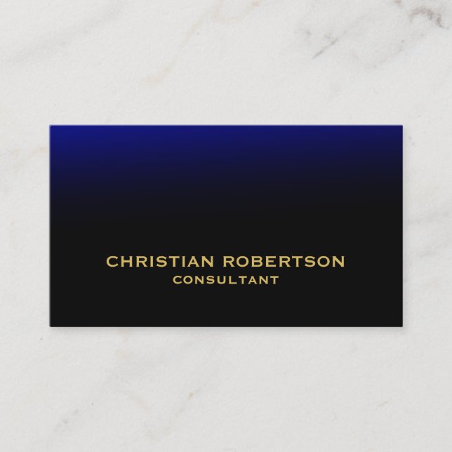 Black Blue Plain Modern Consultant Business Card (Front)
