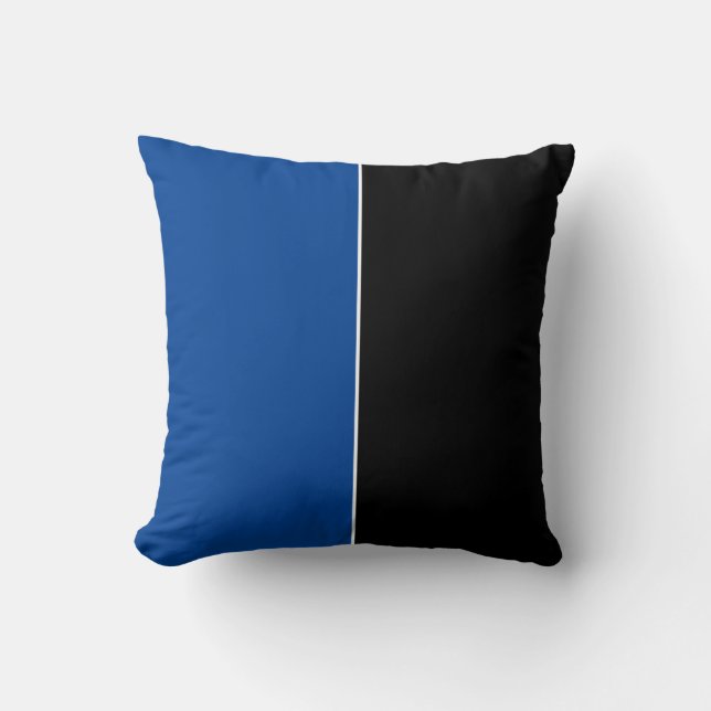 Black & Blue Plain Simple Colours Cushion (Front)