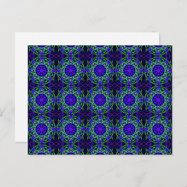 Black Blue Purple Lime Green Mechanical Drawing Postcard (Front/Back)