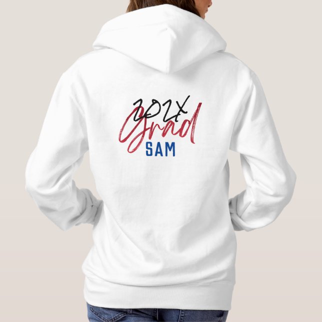 Black Blue Red Gold Foil Grad Year Custom Chic Hoodie (Back)