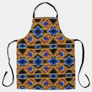 Black Blue Red Gold Ombre Abyss Abstract Art Apron