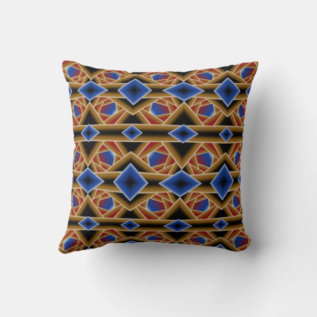 Black Blue Red Gold Ombre Abyss Abstract Art Cushion (Back)