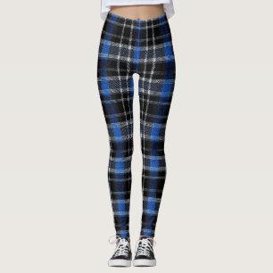 Black Blue & Silver Plaid Tartan Leggings