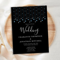 Black Blue Silver Stars String Lights Wedding