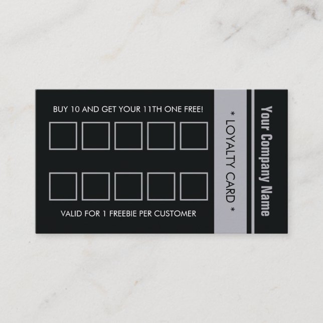 Black Blue Simple Border 10 Punch Loyalty Card (Front)