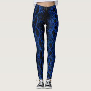 Black Blue Snake Skin Leggings