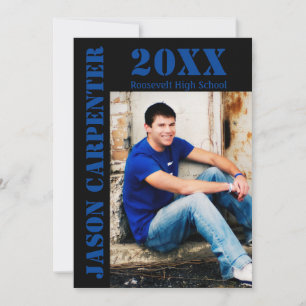 Black/Blue Stencil Letters - Grad Announcement