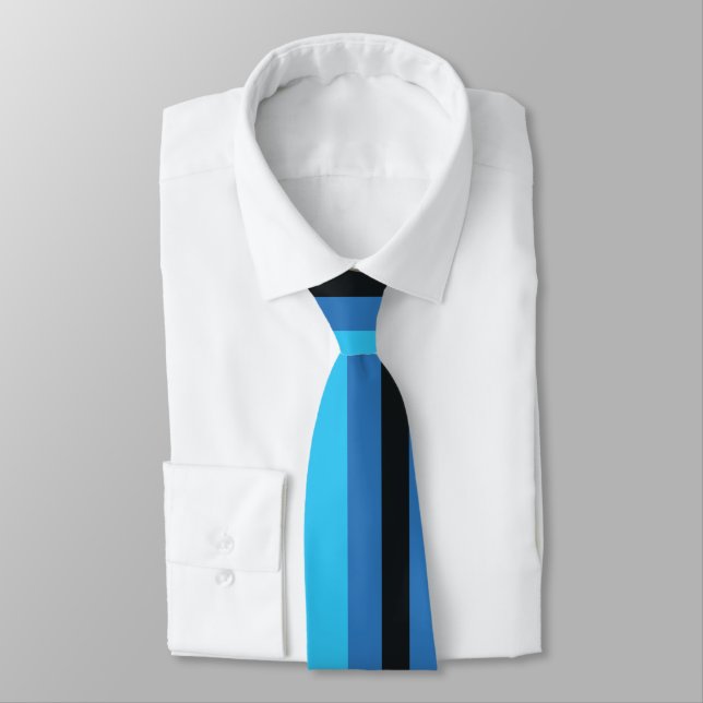 Black Blue Stripes Tie (Tied)