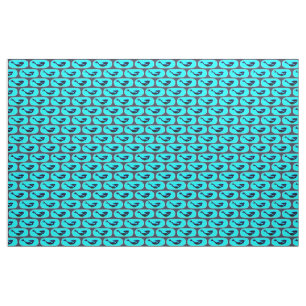 black/blue swimming mermaids pattern fabric