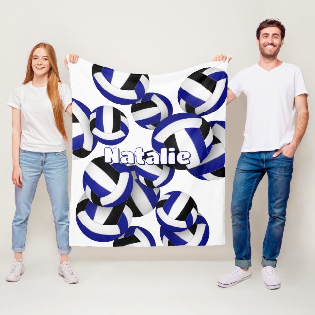 black blue team colours volleyballs girls sports fleece blanket (In Situ)