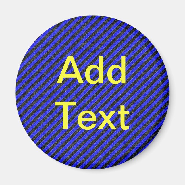 Black Blue Thin Diagonal Stripes Magnet (Front)