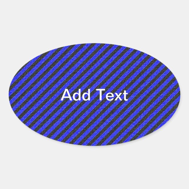Black Blue Thin Diagonal Stripes Oval Sticker (Front)
