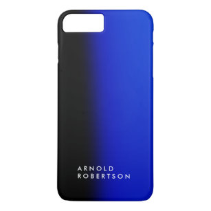 Black Blue Trendy Modern Minimalist Add Your Name Case-Mate iPhone Case