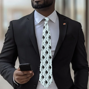 Black Blue Tribal Dragon Tie