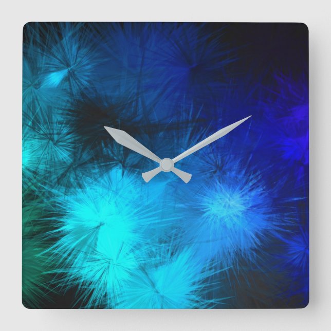 Black Blue Turquoise Green Colour Explosions Square Wall Clock (Front)
