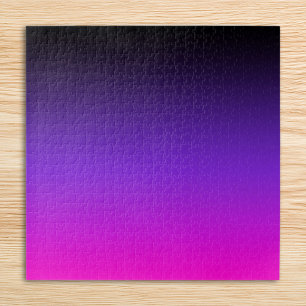 Black Blue Violet and Neon Pink Ombre Jigsaw Puzzle