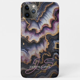 Black Blue Violet Purple Gold Marble Art Pattern Case-Mate iPhone Case