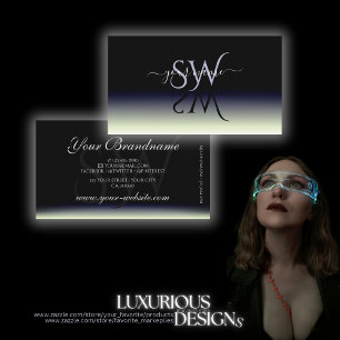 Black Blue White Gradient Shadow Font Initials Business Card