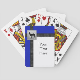 Black, Blue, White Playing Cards with a Deer
