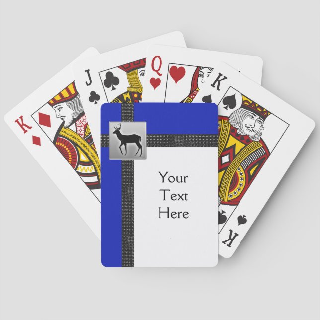 Black, Blue, White Playing Cards with a Deer (Back)