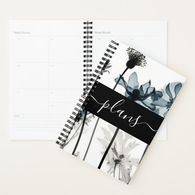Black & Blue X-Ray Flowers Wedding Plans Planner (Display)