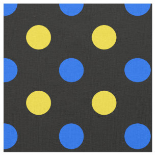 Black Blue Yellow Polka Dots Design  Fabric