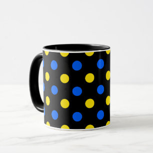 Black Blue Yellow Polka Dots Design  Mug