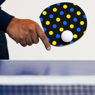 Black Blue Yellow Polka Dots Design Ping Pong Paddle