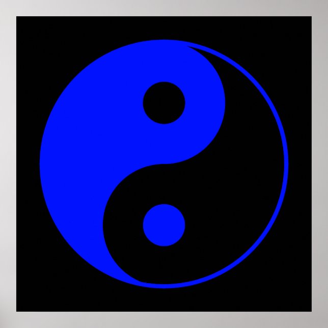 Black & Blue Yin Yang Symbol Poster (Front)