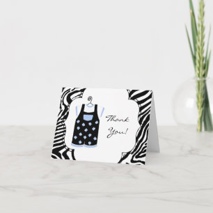 Black Blue Zebra Baby Boy Shower Thank You Card