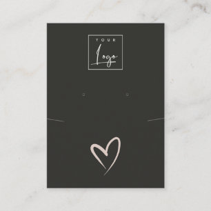 Black Blush Heart Necklace Earring Logo Display Business Card