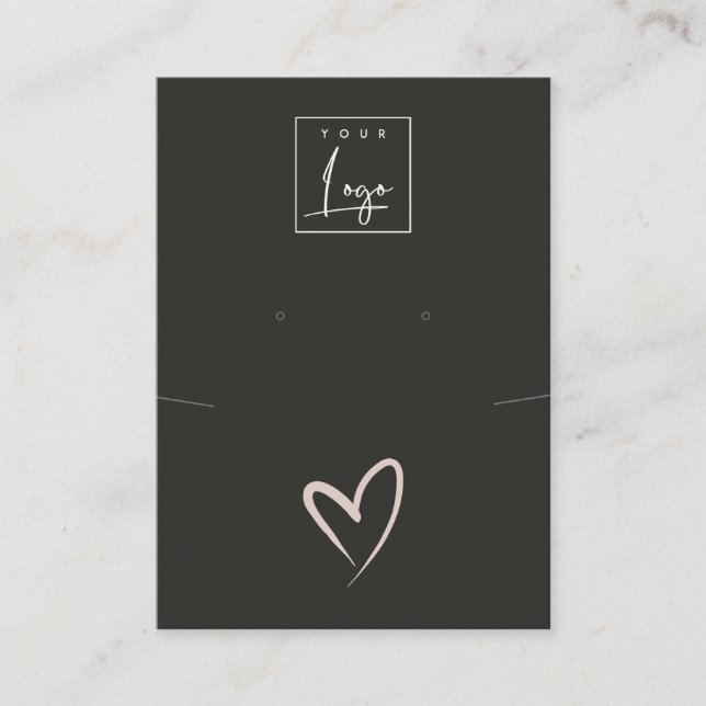 Black Blush Heart Necklace Earring Logo Display Business Card (Front)