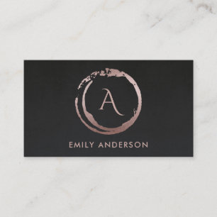 BLACK BLUSH PINK BRUSH STROKE CIRCLE LOGO MONOGRAM BUSINESS CARD