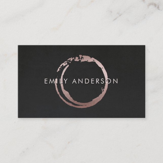 BLACK BLUSH PINK BRUSH STROKE CIRCLE MARK LOGO BUSINESS CARD (Front)