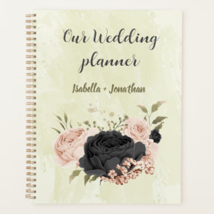 black blush pink flowers wedding planner