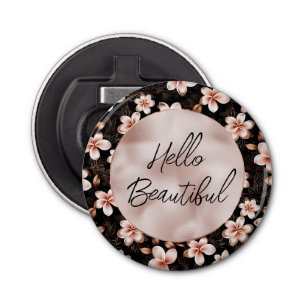 Black Blush Pink Rose Gold Floral Bottle Opener
