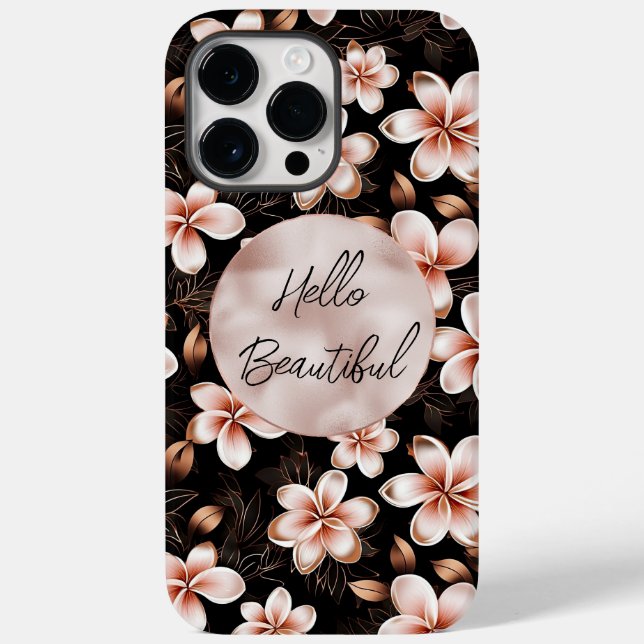 Black Blush Pink Rose Gold Floral Case-Mate iPhone Case (Back)