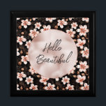 Black Blush Pink Rose Gold Floral Gift Box<br><div class="desc">Black Blush Pink Rose Gold Floral personalised quote</div>