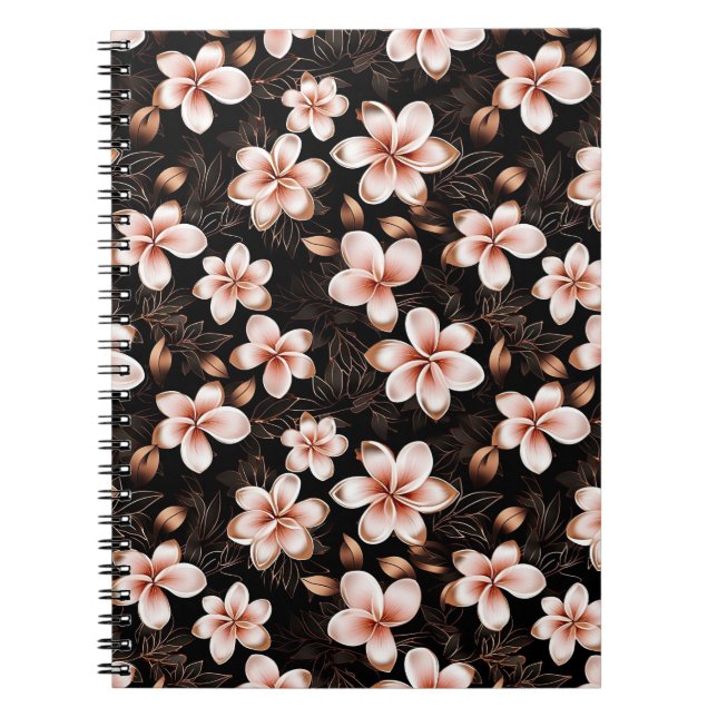 Black Blush Pink Rose Gold Floral Notebook (Front)