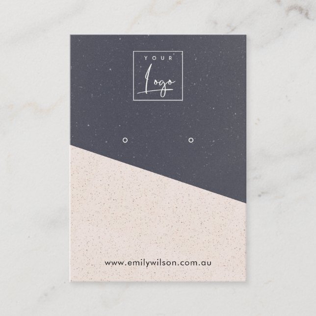 Black Blush Texture Ceramic Earring Display Logo Business Card (Front)
