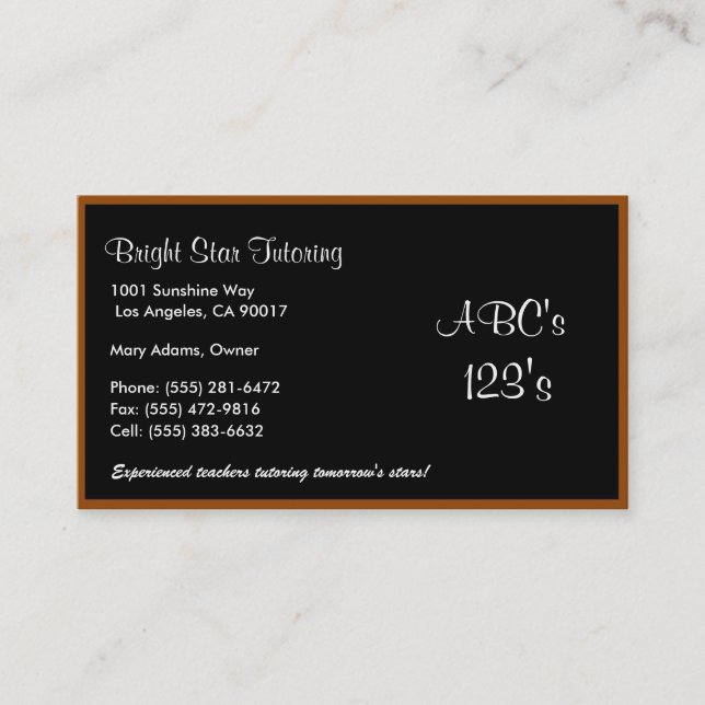 Black Board Basics Business Card (Front)