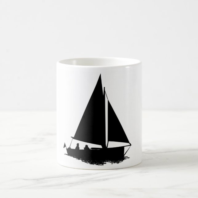 Black Boat Silhouette Coffee Mug (Center)