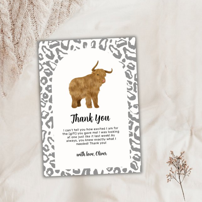 Black Boho Arch Holy Cow Western Baby Shower Thank You Card (Black Boho Arch Holy Cow Western Baby Shower Thank You Card)