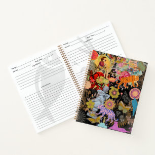 Black Boho Collage Gypsy Soul Botanical Floral Notebook