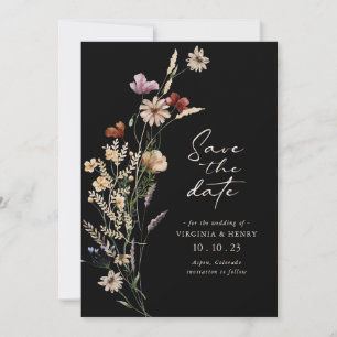 Black Boho Save The Date Flat Card