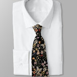 Black Boho Tie<br><div class="desc">Black Boho neck tie. This stylish & elegant Boho necktie features gorgeous hand-painted watercolor wildflowers arranged in a lovely pattern. Find matching items in the Moody Black Boho Wildflower Wedding Collection.</div>
