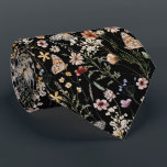 Black Boho Tie<br><div class="desc">Black Boho neck tie. This stylish & elegant Boho necktie features gorgeous hand-painted watercolor wildflowers arranged in a lovely pattern. Find matching items in the Moody Black Boho Wildflower Wedding Collection.</div>